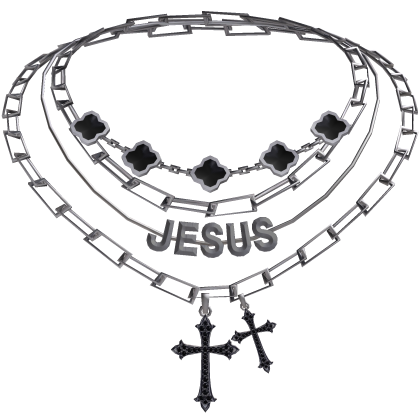 Clover Layered Jesus Cross Necklace Roblox item