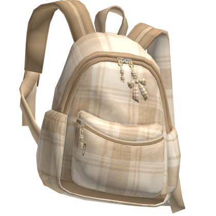 Beige Plaid Canvas Backpack with Bow [3.0] 