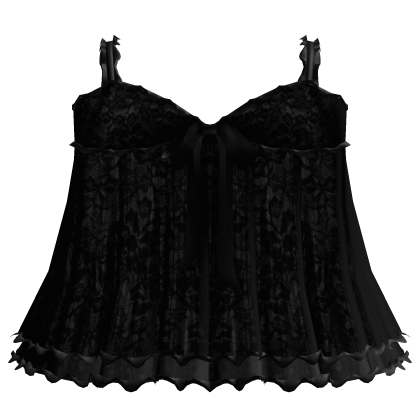 gothic ruffle dress w bow - black lace 3.0