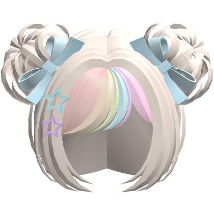 Cute Kawaii Starry Space Buns in Blonde & Rainbow