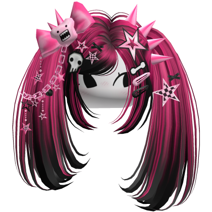 ♡ Scene Spiky Moe Pigtails (Hot Pink)