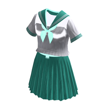 Anime School Girl Uniform | White & Turquoise thumbnail