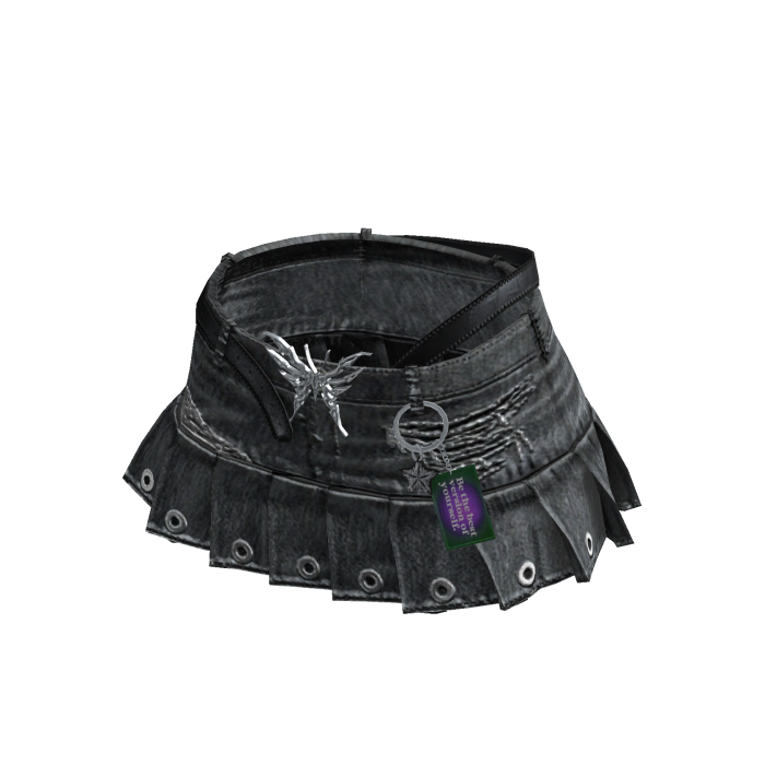 Butterfly Belt Pleated Mini Skirt (Black Denim)