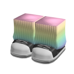canvas shoes with pastel rainbow leg warmers
