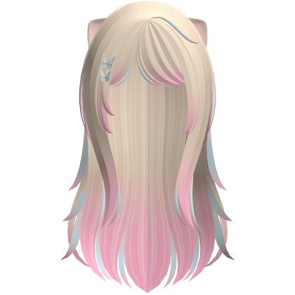 blonde pink kawaii kitty doll long layered hair