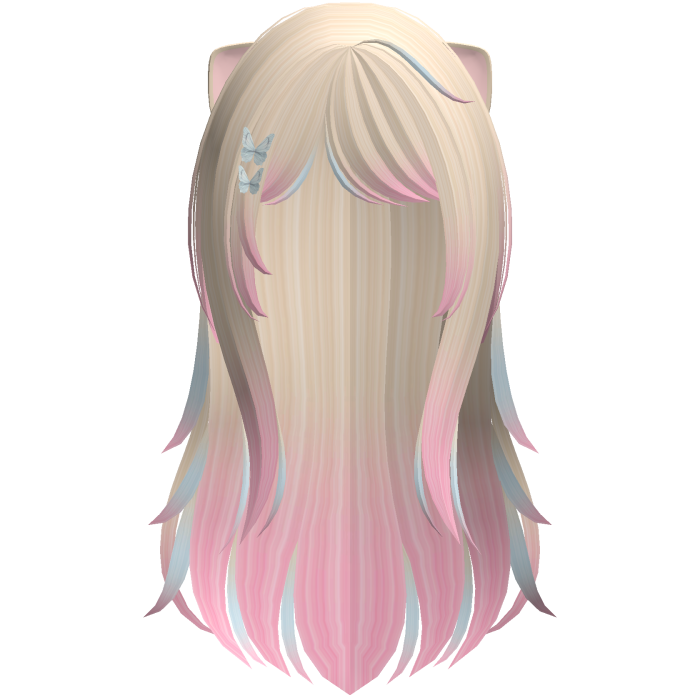blonde pink kawaii kitty doll long layered hair