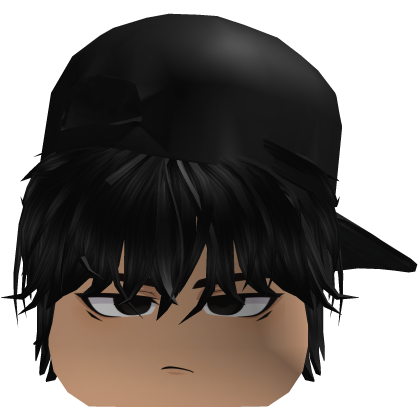 Emo E-Boy Messy Black Hair + Black Cap