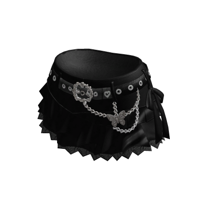 Coquette Ruffle Shorts w/ Bow & Chain (Black)