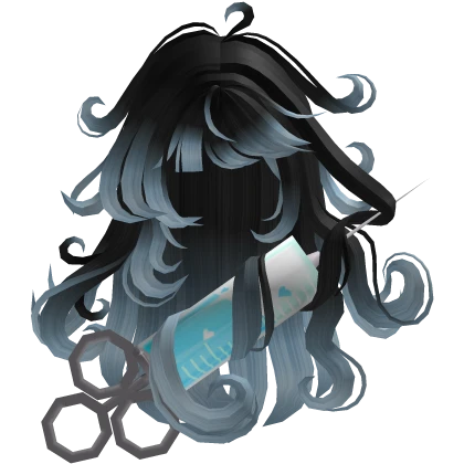 Halloween Nurse Swirly Syringe Hair (Black & Blue) Roblox item render