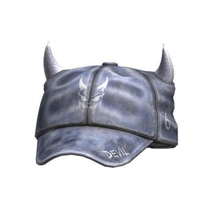 Blue & White Washed Devil Horns Cap