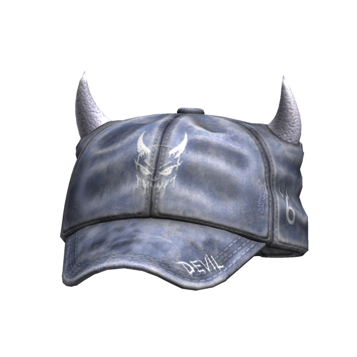Blue & White Washed Devil Horns Cap