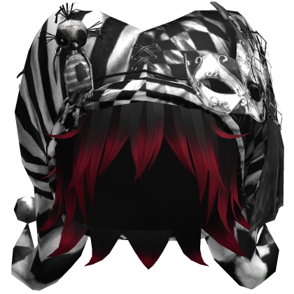 Black Gothic Circus Jester Hat w Black Red Hair Roblox item
