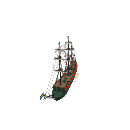 Huge red pirate ship