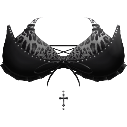alt studded black leopard top w piercings