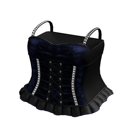 Gothic Laced Striped Dress in Blue & Black