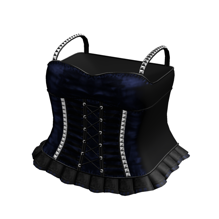 Gothic Laced Striped Dress in Blue & Black