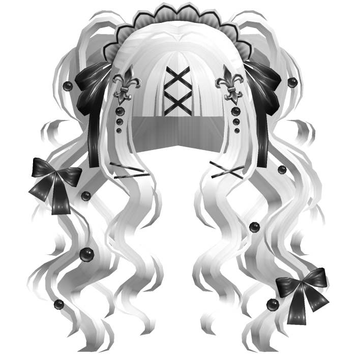 Gothic Doll Curly Pigtails & Ribbons In White