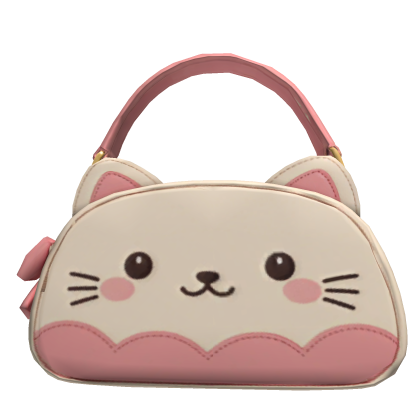 White pink kitty cat shoulder bag