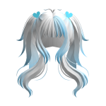 White Long Wavy Cute Pigtails w/ Hearts - RBCs