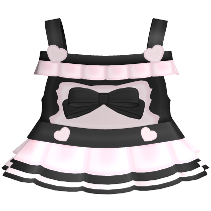 ♡ cute ruffled bow overalls in pink & black Roblox item