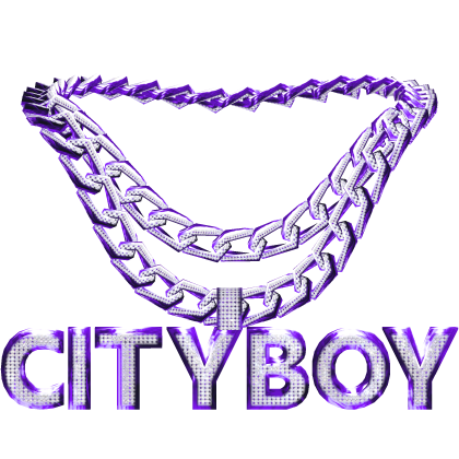 Iced Out Purple CITY BOY Diamond Chain Necklace Roblox item