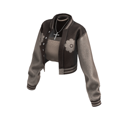 Cropped Bomber Jacket (Brown Beige)