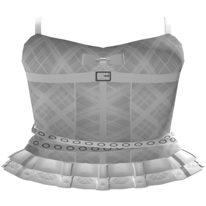 White Plaid Cutesy Corset Pleated Mini Dress