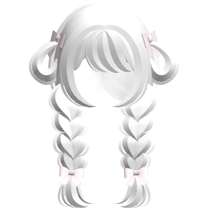♡ : kawaii white bunny loop low braids 