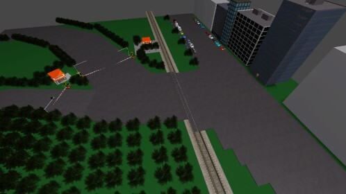 Indonesian railroad crossing 