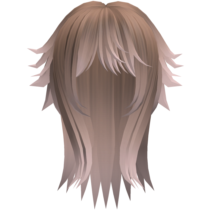 cute messy long moe hair with tufts in brown pink