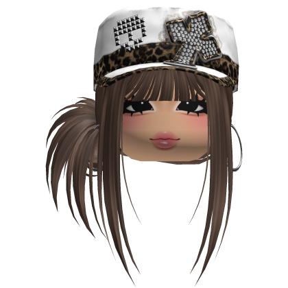 Gyaru Side Bun Hair w/ Cheetah Cap & Earrings