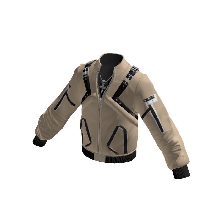 Buckle Strap Bomber Jacket (Beige)