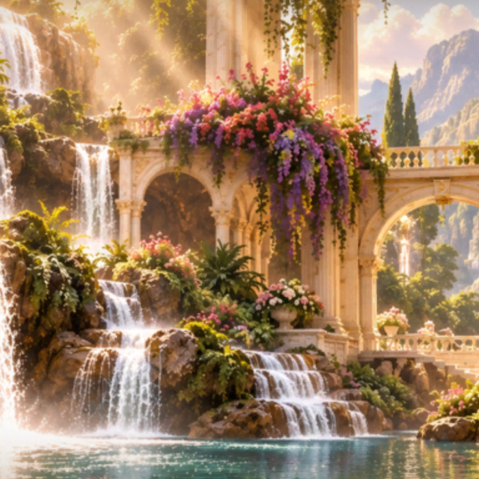 Ethereal Waterfall Heaven Pretty Cte Background