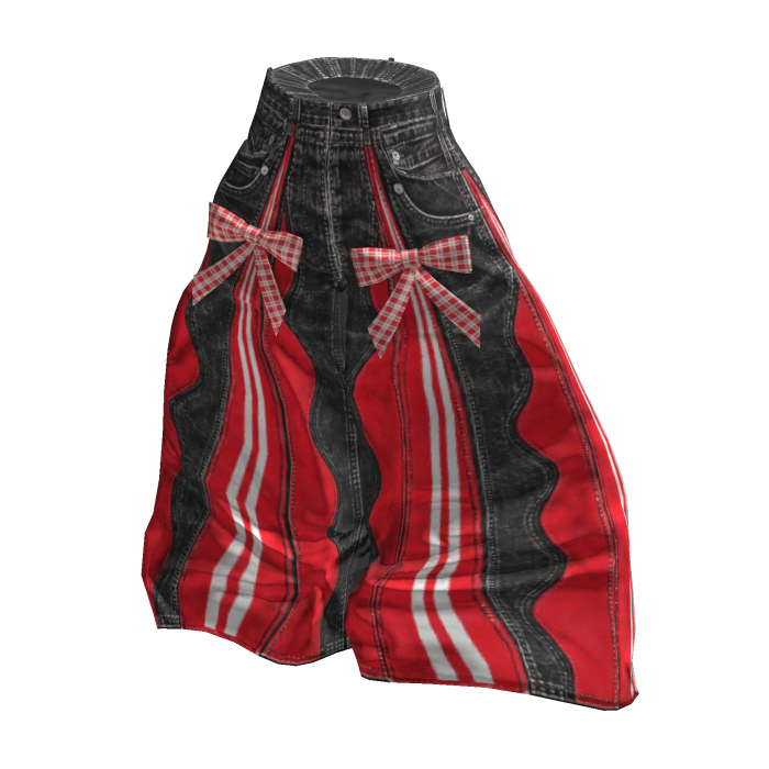 💜 Kitsch Patchwork Wide Denim Pants_Red