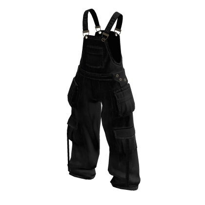 Baggy Oversized Denim Overalls in Black
