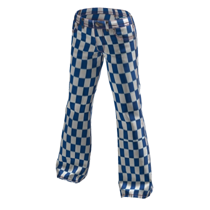 Y2K Alt Blue Checkerboard Flared Retro Pants