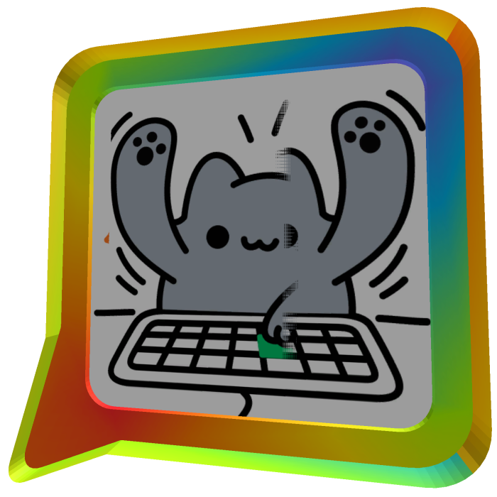 Animated Gamer Cat Bubble - Cute Kitty Typing