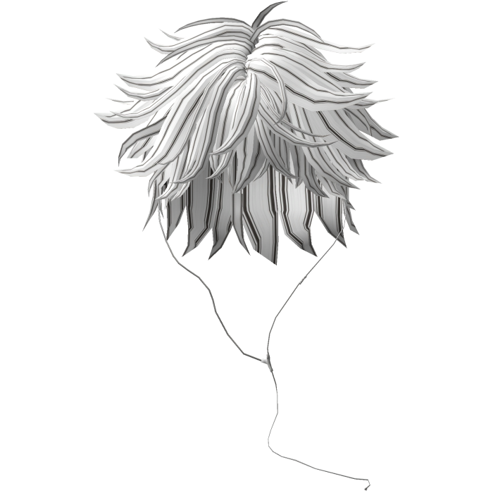 Y2K emo boy with headphones, black white hair