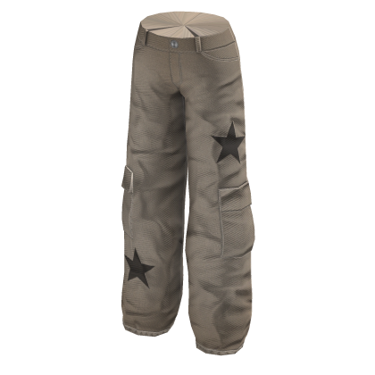 Y2K Beige star baggy low-rise Pants