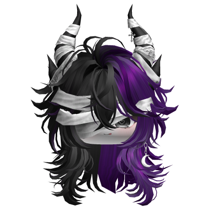 Horned Anime Demon Wolfcut (Black&Purple)