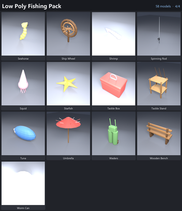 Low Poly Fishing Pack x58 preview 4
