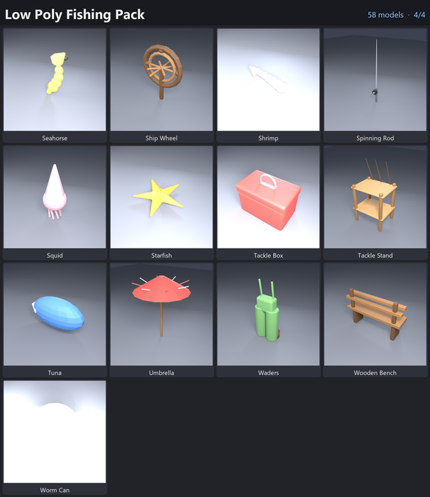 Low Poly Fishing Pack x58 preview 4