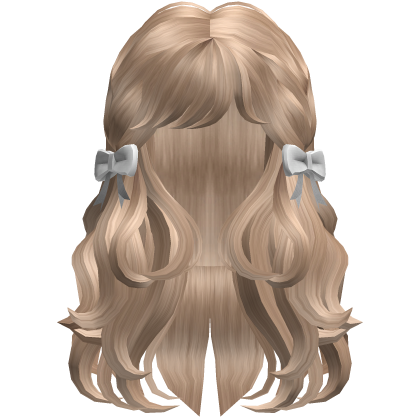 Wispy Hair Braided Loose Cute White Bows Blonde Roblox item