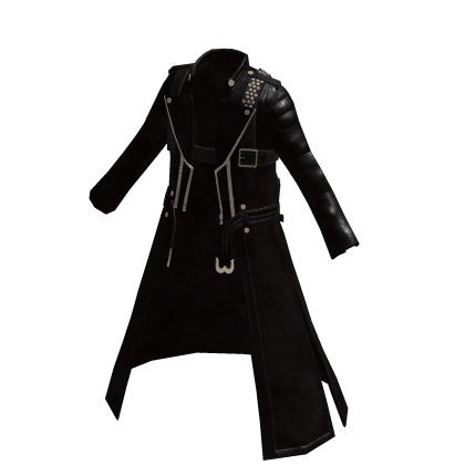 Black Infernal hunter leather trench coat layered thumbnail