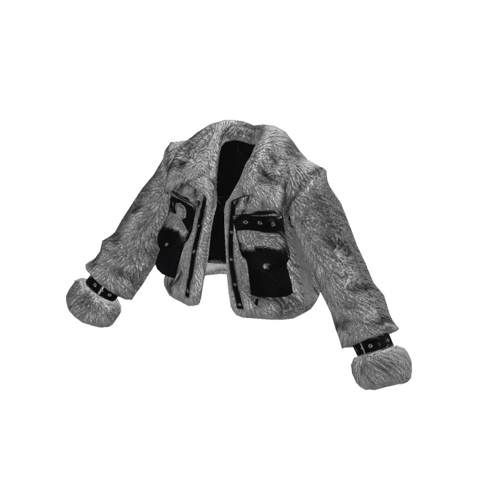Gray Y2K Fuzzy Buckle Jacket [PBR]