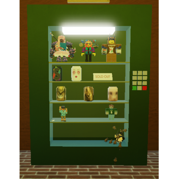 sit in a small room with a vending machine