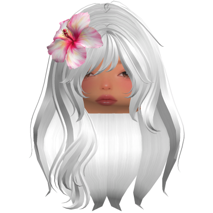 Summer White Wavy Hair w/ Hibiscus Roblox item