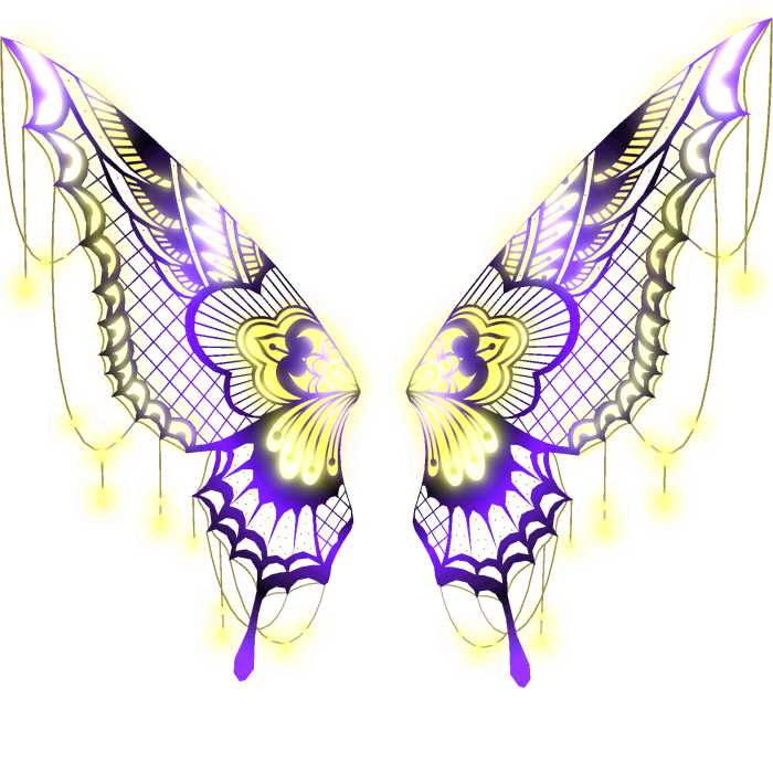Emissive Gold Purple Butterfly Monarch Wings
