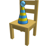 chair with sponge party hat