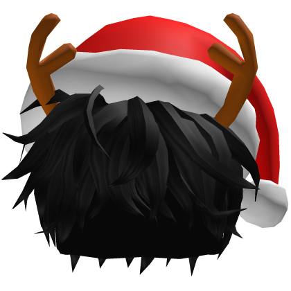 Christmas Y2K Messy Hair Santa Antler Black Roblox item